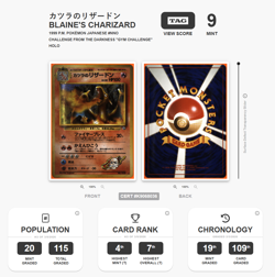 POKEMON Blaine's Charizard Holo Gym 2 Challenge JAPANESE #6 TAG 9 NM MT WOTC - Image 1