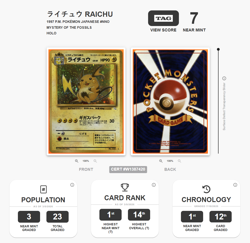 Pokemon TCG Raichu #026 Fossil Holo Vintage 1997 Japanese SWIRL TAG 7 NM JP WOTC - Image 1