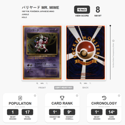 1997 Pokemon Japanese Jungle Holo Mr. Mime #122 TAG 8 NM MT VINTAGE JP WOTC - Image 1