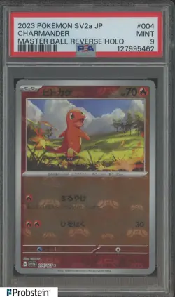 2023 Pokemon SV2a JPN Master Ball Reverse Holo #004 Charamander PSA 9 MINT - Image 1
