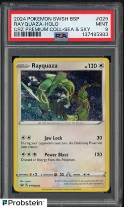 2024 Pokemon SWSH BSP CRZ Premium Coll Sea & Sky #029 Rayquaza - Holo PSA 9 - Image 1