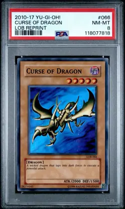 Yu-Gi-Oh! Curse of Dragon LOB Reprint Super Rare PSA 8 Graded NM - MT Slab - Image 2