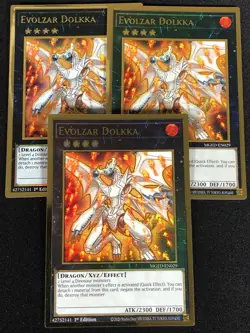Yugioh Evolzar Dolkka MGED-EN029 1st GOLD X3 (NM) - Image 1