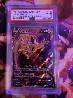Pokemon TCG Jolteon v SWSH183 Black Star Promo Holo Full Art 2021 Card - Image 1