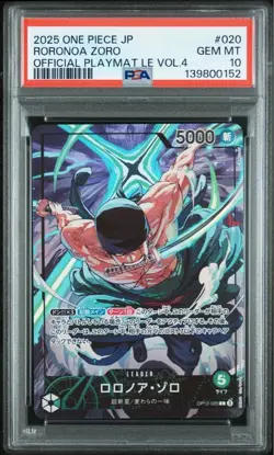 PSA 10 One Piece Card Game Roronoa Zoro OP12-020 Official Playmat Vol.4 Japanese - Image 1