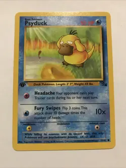 1999 Pokemon Fossil 1st Edition Psyduck 53/62 Card - Image 1