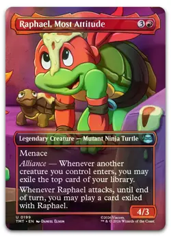 Raphael, Most Attitude (Borderless) #199 (Foil) (NM) TMT Magic MTG - Image 1