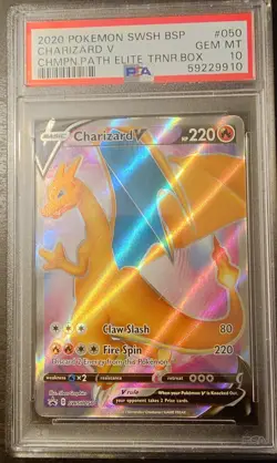 Pokemon Charizard V SWSH050 Champions Path Elite Trainer Box Promo Holo PSA 10 - Image 1