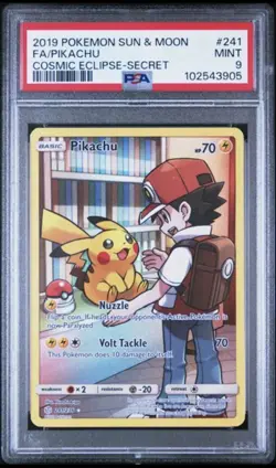 2019 Pokemon Sun & Moon Pikachu #241 Secret Rare – PSA 9 MINT - Image 1