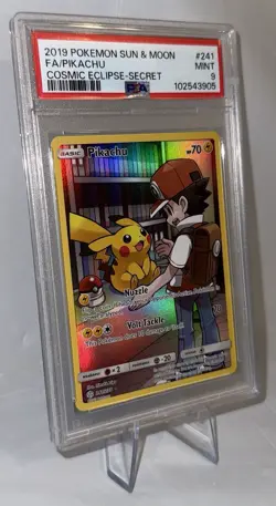 2019 Pokemon Sun & Moon Pikachu #241 Secret Rare – PSA 9 MINT - Image 3