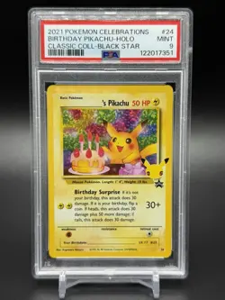 2021 Pokemon Celebrations Birthday Pikachu Holo Black Star PSA 9 - Image 1