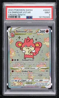 Full Art Simisear VSTAR Pokemon Sword Shield Crown Zenith Galarian Gallery PSA 9 - Image 1