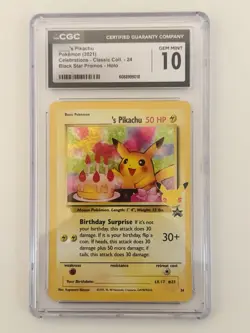 CGC 10 Birthday Pikachu Holo 24 Celebrations Classic Collection Pokemon - Image 1