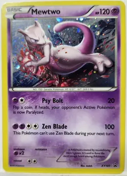 Perfect HD Fart Swirl 🌀 XY101 Cosmos Holo Black Star Promo Rare Mewtwo Pokemon - Image 5
