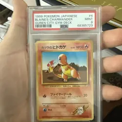 1999 Pokemon Japanese Guren City Gym #4 Blaine's Charmander PSA 9 - Image 1