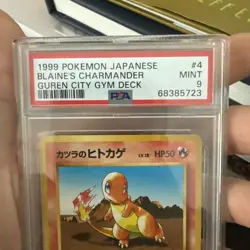 1999 Pokemon Japanese Guren City Gym #4 Blaine's Charmander PSA 9 - Image 2