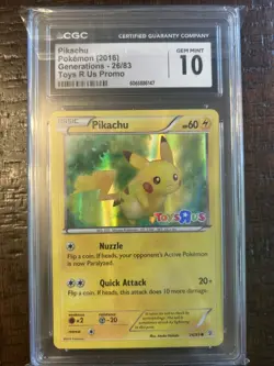 CGC 10 Pikachu Holo 2016 Pokemon XY Generations Toys R Us Promo 26/83 Gem Mint - Image 1