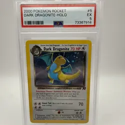 Pokemon TCG 2000 Dark Dragonite #5 Team Rocket Vintage Holo PSA 5 - Image 1