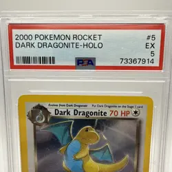 Pokemon TCG 2000 Dark Dragonite #5 Team Rocket Vintage Holo PSA 5 - Image 2