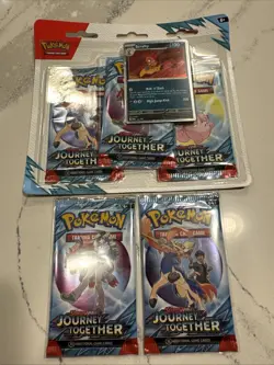 Pokemon TCG 3-Pack Booster Blister - Sv09: Journey Together + 2x Sealed Packs - Image 1