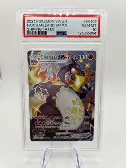 2021 POKEMON SWSH SHINING FATES SHINY VAULT #SV107/SV122 CHARIZARD VMAX PSA 10 - Image 1