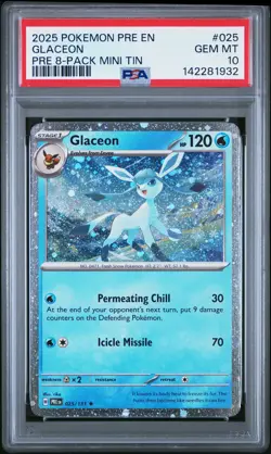 2025 POKEMON PRE EN-PRISMATIC EVOLUTIONS #025 GLACEON PSA 10 - Image 1