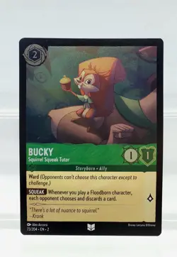 Disney Lorcana Bucky - Squirrel Squeak Tutor 73/204 Cold Foil - Errata - Flood - Image 1