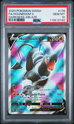 2020 POKEMON SWORD & SHIELD DARKNESS ABLAZE 178 FULL ART/HOUNDOOM V PSA 10 - Image 1