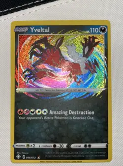 Pokemon Card Yveltal 046/072 Amazing Rare Holo Shining Fates English TCG Rainbow - Image 1