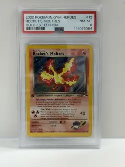 2000 Pokemon Gym Heroes 1st Edition Rocket's Moltres #12 Holo PSA 8 SWIRL💫 - Image 1