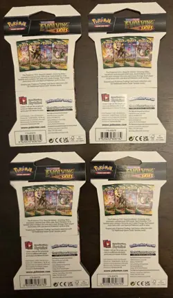 Pokemon Evolving Skies New Sealed Sleeved Blister Booster x4 Packs Full Art Set - Image 2