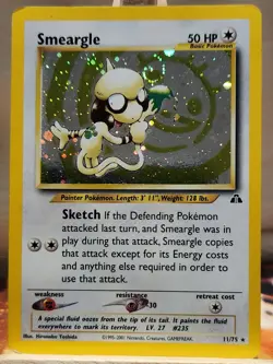 Pokemon TCG Smeargle Neo Discovery 11/75 Clean Swirl Holo Rare MP/HP - Image 1