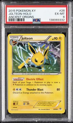 2015 POKEMON XY ANCIENT ORIGINS #26 JOLTEON-HOLO PSA 6 - Image 1