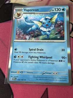 Pokemon Vaporeon 134/165 Scarlet & Violet 151 Holo Rare NM - Image 1