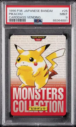 1996 POKEMON JPN BANDAI CARDDASS VENDING #25 PIKACHU PSA 9 - Image 1