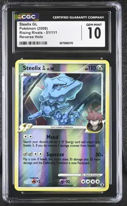 CGC 10 GEM MINT Steelix GL 2009 Rising Rivals 51/111 Reverse Holo Pokemon Card - Image 1
