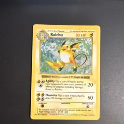 Pokemon TCG Raichu Base Set (Shadowless) Holo Rare 14/102 80 HP 1999 English - Image 1