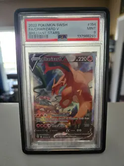 PSA MINT 9 2022 POKEMON SWSH FA/CHARIZARD V BRILLIANT STARS - Image 1