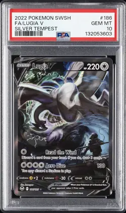 2022 POKEMON SWORD & SHIELD SILVER TEMPEST #186 FULL ART/LUGIA V PSA 10 - Image 1