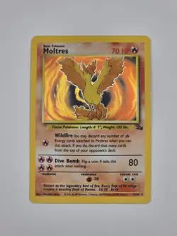 Pokemon TCG Moltres 12/62 Fossil Holo Rare 1999 MP-HP - Image 1