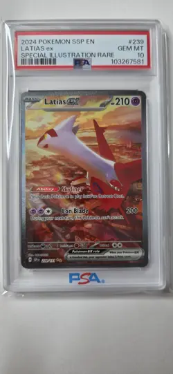 Pokemon TCG Latias ex 239/191 Sv08: Surging Sparks SIR PSA 10 GEM MT - Image 2