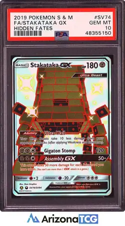 Pokemon 2019 Stakataka GX SV74/SV94 Full Art Hidden Fates GEM MINT PSA 10 - Image 1