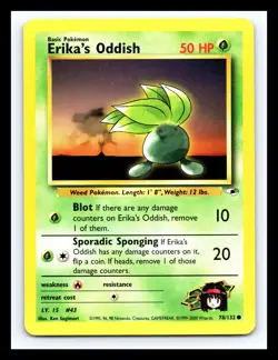 💥 Erika's Oddish Gym Heroes Non Holo # 78/132 Pokemon 2000 Vintage - Image 1