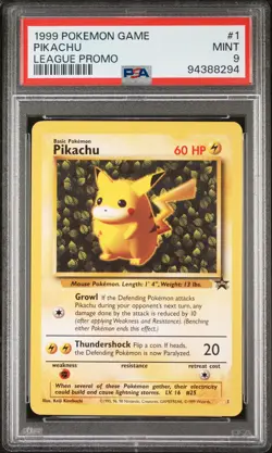 1999 Pokemon League Promo Pikachu 1 PSA 9 - Image 1