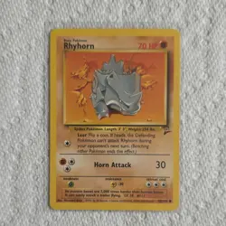 Wizards of the Coast Rhyhorn Base Set 2 Common Pokemon Card 70 HP 90/130 Regular - Image 1