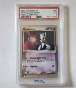 Pokemon Mewtwo EX TCG Holo Ultra Rare Card Ruby and Sapphire 101/109 PSA 5 - Image 1