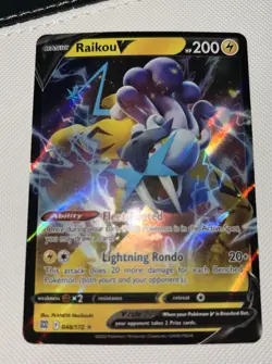 Pokemon Card Raikou V Ultra Rare Full Art Holo 048/172 Brilliant Stars TCG - Image 1