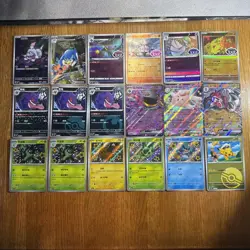 18 Chinese 151 Pokemon Cards Baby Shinny Pikachu Full Arts Gengars Stamps & more - Image 1