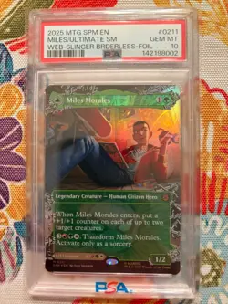 2025 MTG MARVEL'S SPIDER-MAN #0211 MILES MORALES/ULTIMATE SPIDER-MAN PSA 10 - Image 1