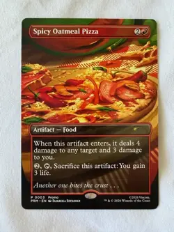 Spicy Oatmeal Pizza Magic the Gathering Rare Promo - Image 1